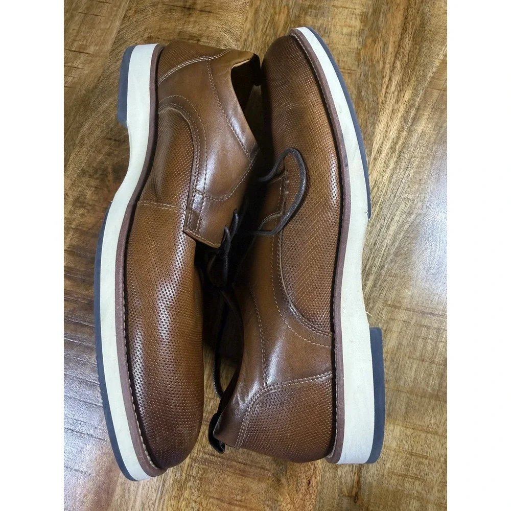 Steve Madden Cedrick Men's Size 10 Brown Leather Oxford Dress Shoes Perforated